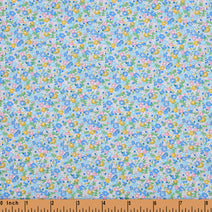 F198- Azure blue, dandelion yellow floral