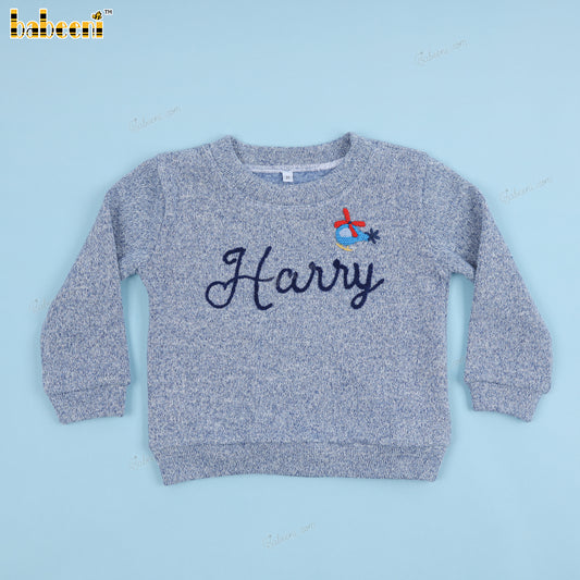 Boy Short In Blue Navy Smocky Custom Name - BC1187