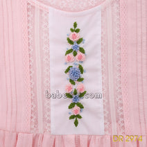 Mystery Flower geometric pink smocked girl dress - DR 2974