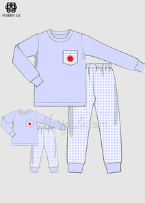 MATCHING DADDY AND BOY SET - APPLE HAND EMBROIDERY - MD383