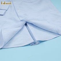 Boy Shirt In Light Blue Shark Fin Embroidered - BC1237