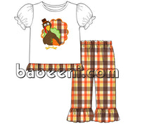 Nice turkey applique girl outfit - DR 2515