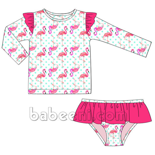 Cute  flamingo two pieces swimsuit for little girl - SW 435