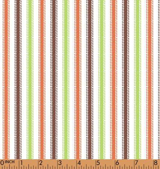 I52- Orange, brown, lime stripe fabric printing 4.0