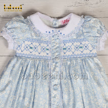 Lovely blue baby girls satin floral dress - DR 3226