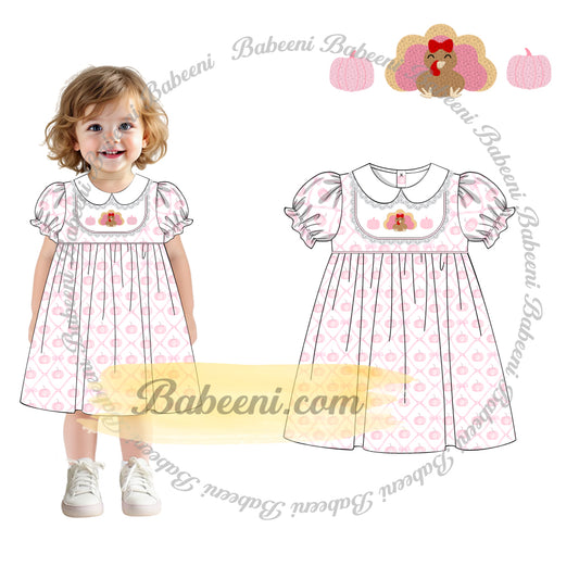 Pink Pumpkin Hand Beaded Smocked Dress – DR4382