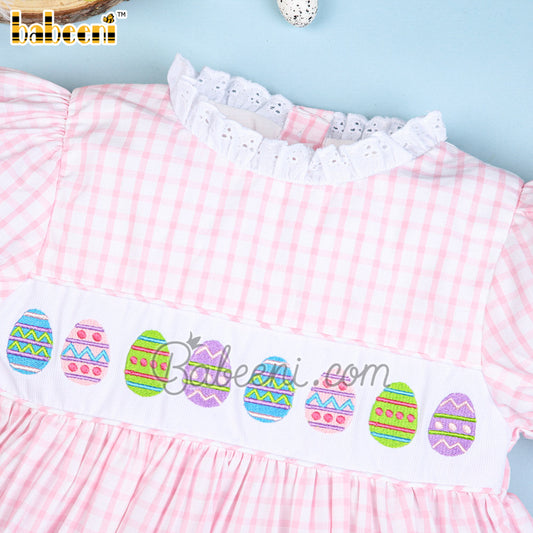 Colorful Easter eggs embroidered girl dress - DR 3133