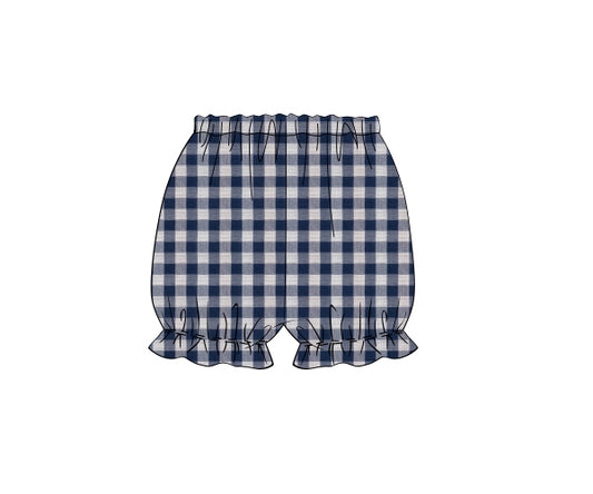 O21- Navy check linen fabric