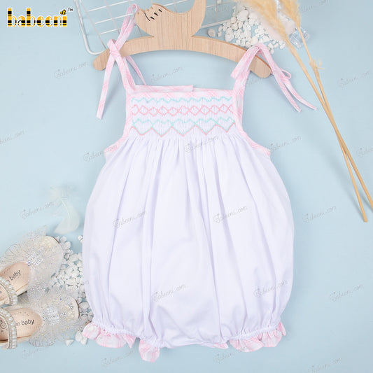 Geometric Smocking Baby Bubble For Girl - DR3540