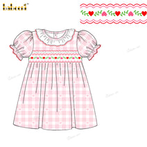 Girl Hand Smocked Dress Tiny Heart Dress In Pink - DR3849