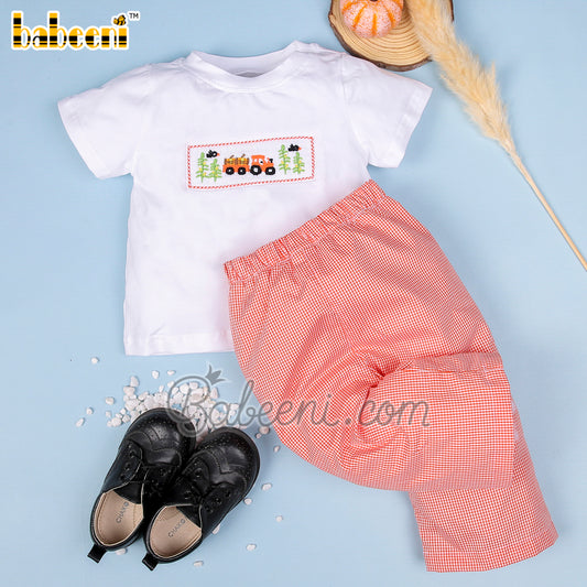 Truck hand smocked boy set clothing – BC 1036