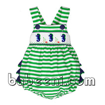 Seahorses smocked girl bubble - KN109