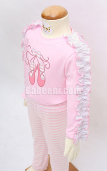 Adorable pink girl slipper applique loungewear - DR 2856