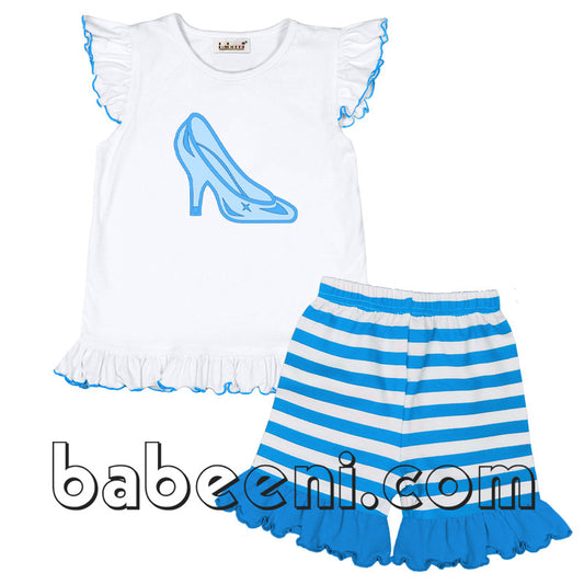 Glass slipper applique knit girl set - DR 1933