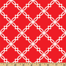 K55.0  - Red fancy quatrefoil printed knit - add $0.5 extra for each item for this fabric