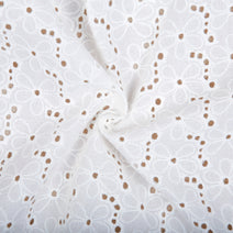 LE10- Five petal floral white Embroidery fabric