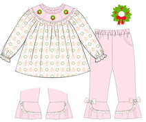 Girl Outfit In Pink Hand Embroidered Christmas Theme - DR4030