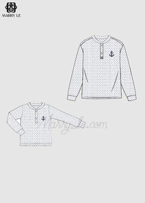 ANCHOR EMBROIDERY DADDY AND BOY LONG SLEEVES SHIRT - MD405