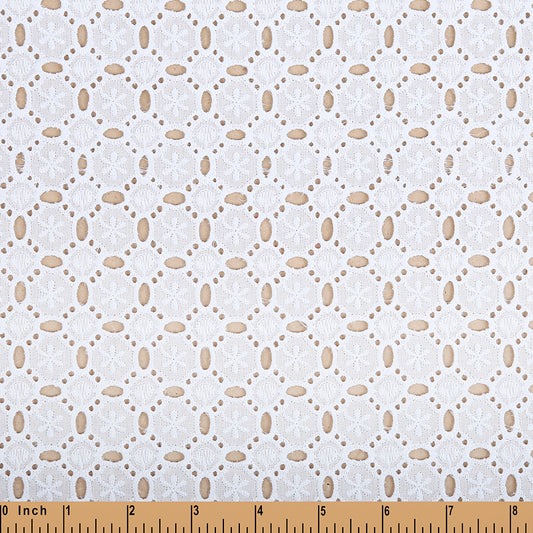 LE05- Lemon floral white Embroidery fabric