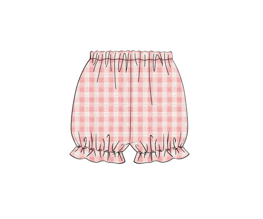O22- pink coral check linen fabric