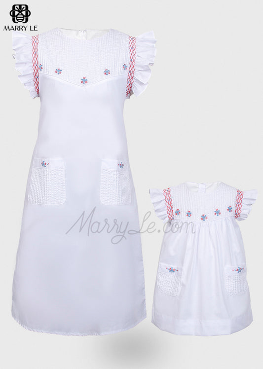 GEOMETRIC PINTUCK MOMMY & ME DRESS – MD542