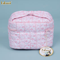 Beautiful pink floral plain knit lunch box - LB 37