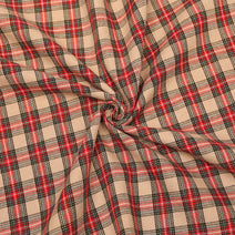 T11-Cream, Red, Green Tartan Fabric