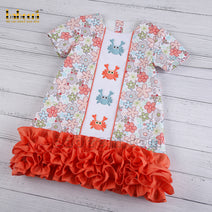 Lovely living corals ruffles floral dress for little girls-DR 3200