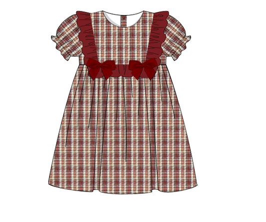 XB21 - Wine color plaid seersucker