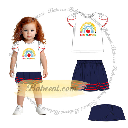 Rainbow Tee & Navy Skirt Set - DR4245