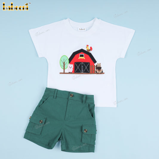 Boy Applique Farm Theme Outfit (the door can be opened) - BC1180