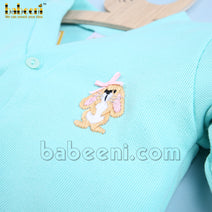 Rabbit embroidery mint cardigan - ST 074