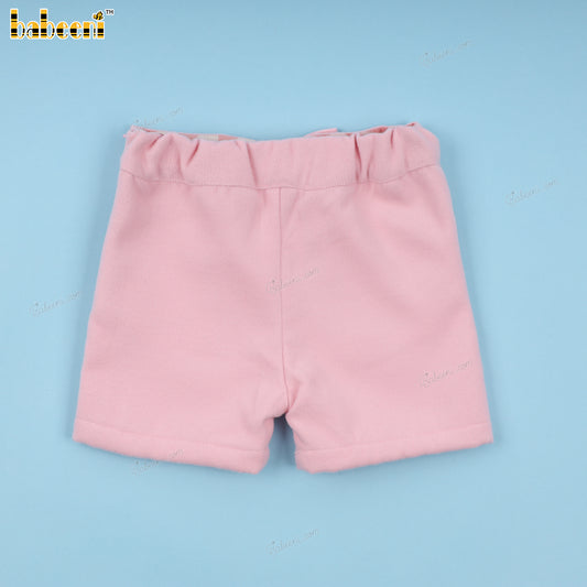 Pink Wool Short With Detachable Bow For Girl - BT96