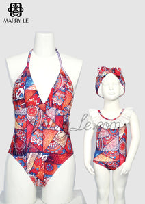 BOHO MATCHING MOTHER AND DAUGHTER ONE PIECE SWIMWEAR - MD490