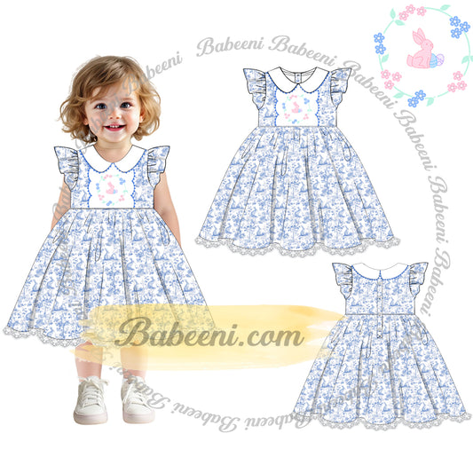Girls’ Fairy Tale Flared Dress with Embroidery and Beading – DR4356