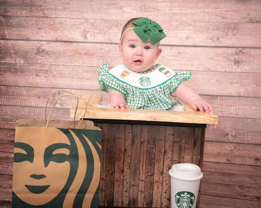 Logo Smocked Dress In Green For Girl