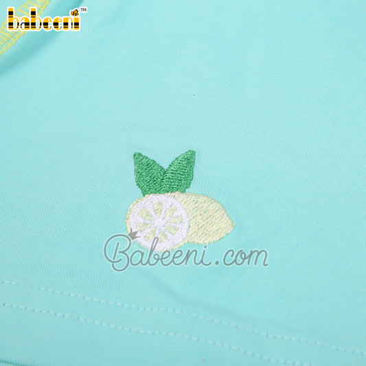 Lemon embroidery mint underwear for little boys - UB 09