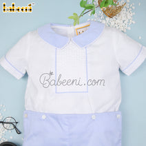 Cute little boy blue pintuck short set - BC 848A