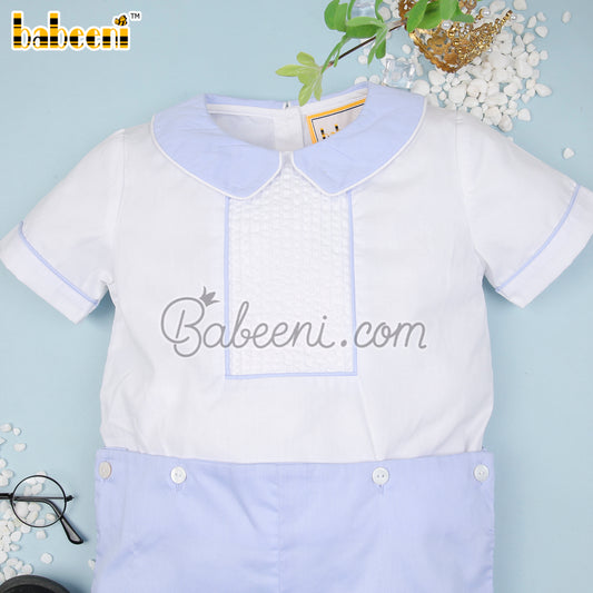 Cute little boy blue pintuck short set - BC 848A