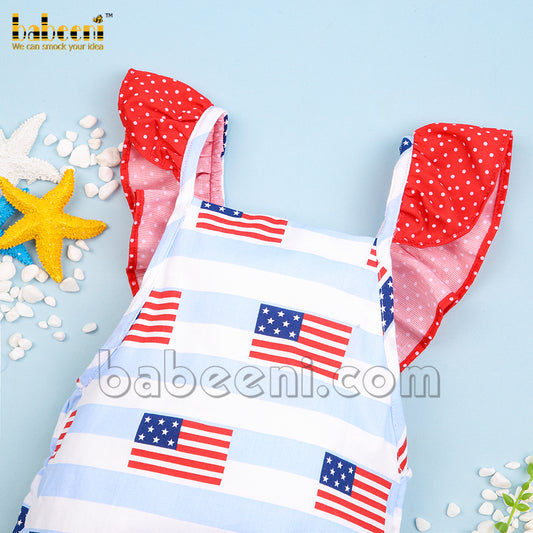 American flag printed one piece swimwear for little girls - SW 567