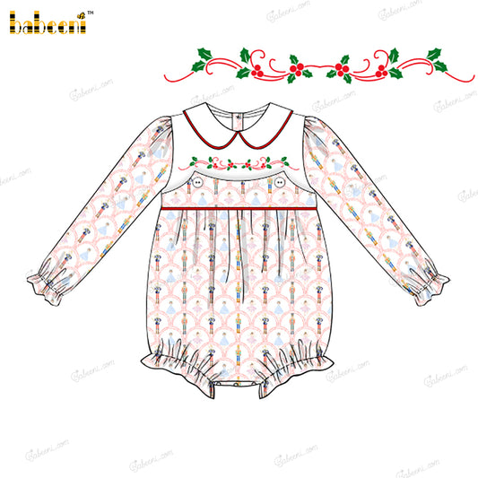 Girl Bubble In Pink Christmas Theme Hand Embroidered - DR4045