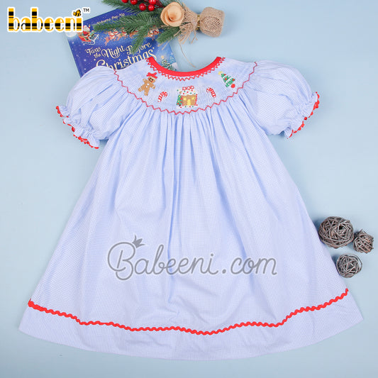 Ginger bread & candy smocked bishop dress – DR 3474