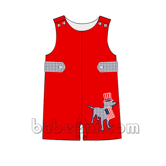 Elegant  Navy dog & flags shortall for little boy- BC 783