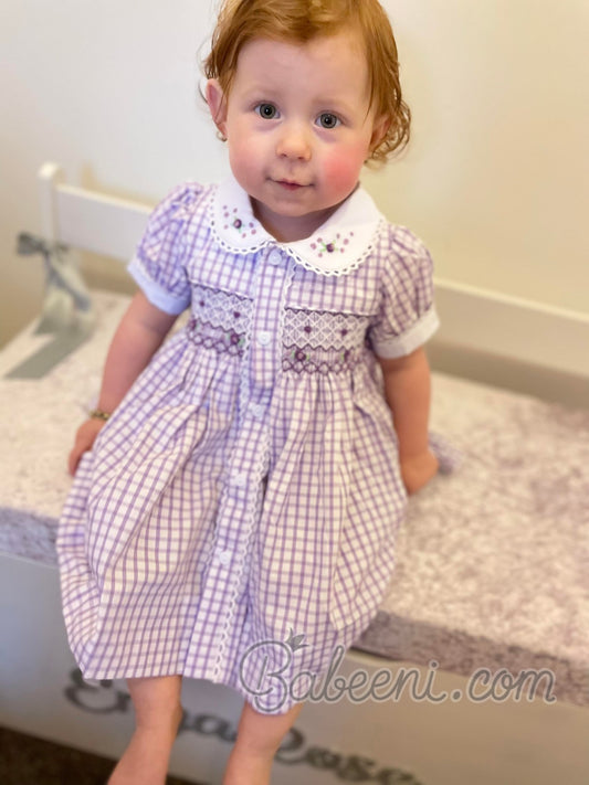 Geometric smocked dress