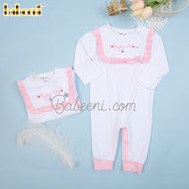 Flower hand embroidery baby bubble for twins – GS 34