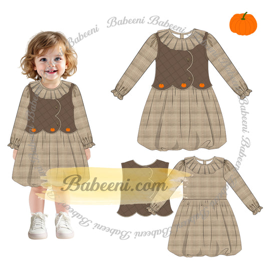 Hand-Embroidered Long-Sleeve Baby Girl Dress – DR4386