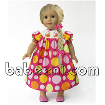 Egg basket bishop smocked dress for doll - D 044