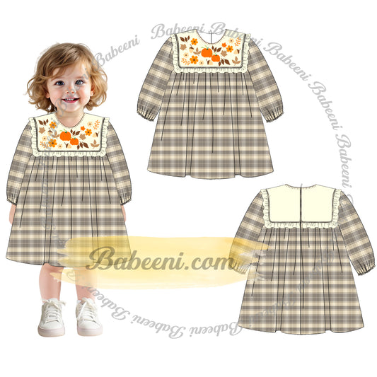 Artistic Machine-Embroidered Corduroy Dress – DR4387