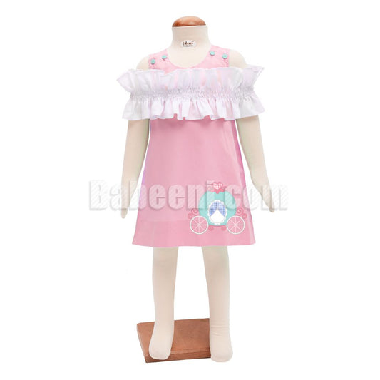 Baby Girl  3D Ruffle Carriage  Pink Applique Dress- DR 2824