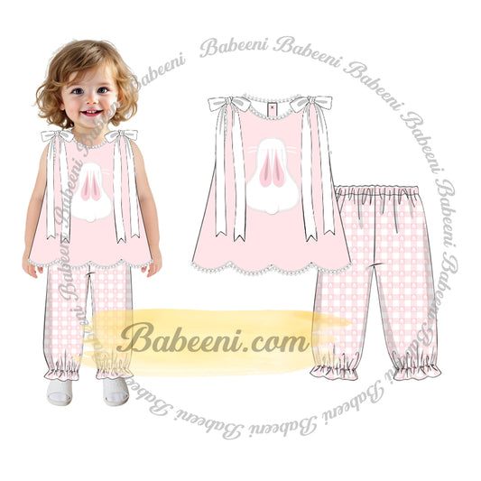 Girls’ 3D Bunny Top and Long Pants Set with Matching Purse – DR4360
